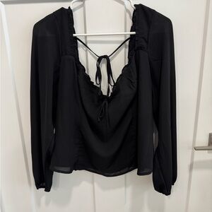 Black bow sweatheart Women's Top